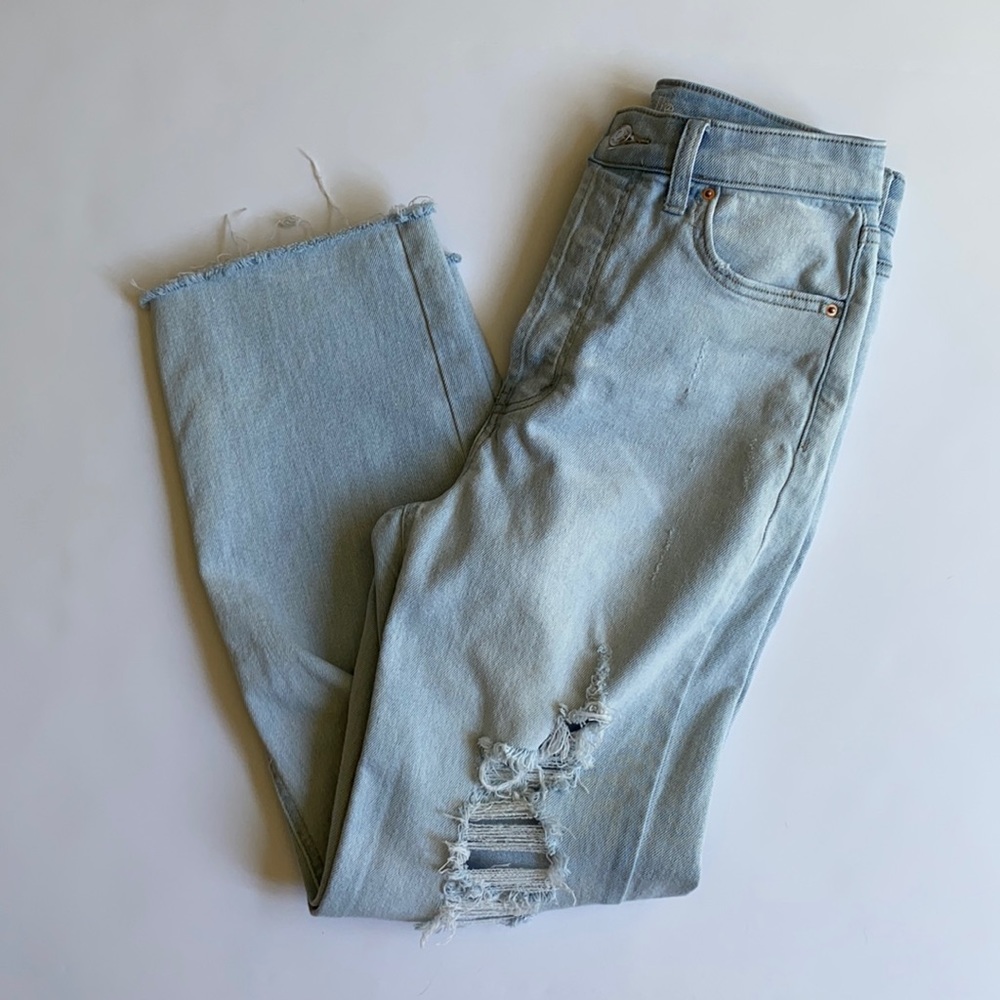 High rise straight distressed jeans by Wild Fable